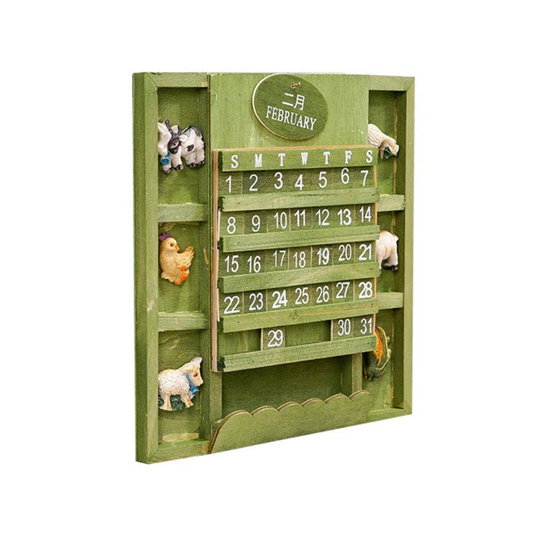 Creative Hangable Manual Square Wooden Perpetual Calendar - Home Wall Decoration Wooden Ornament